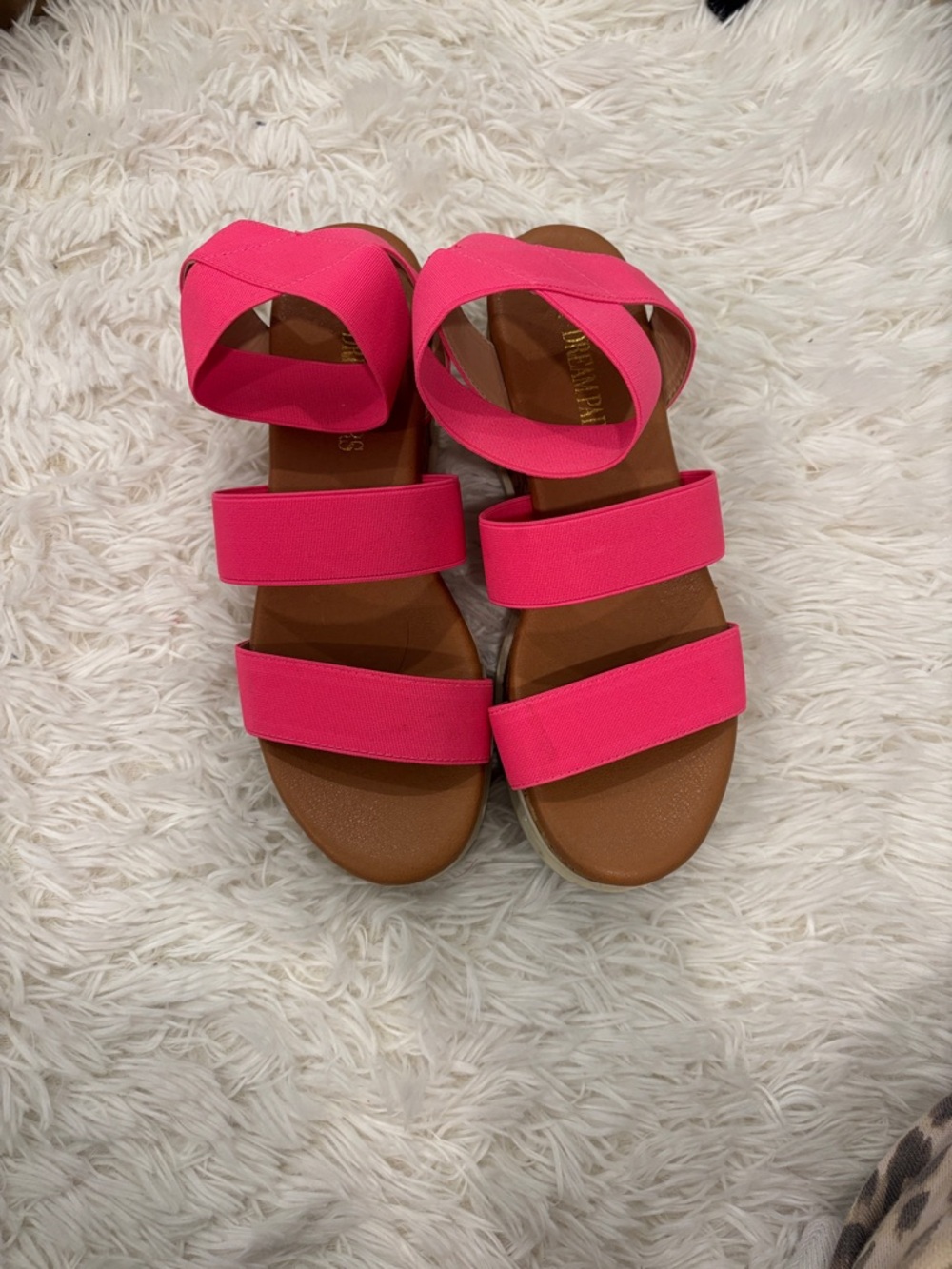 Dream Pairs Bright Pink Triple Strap Sandals
